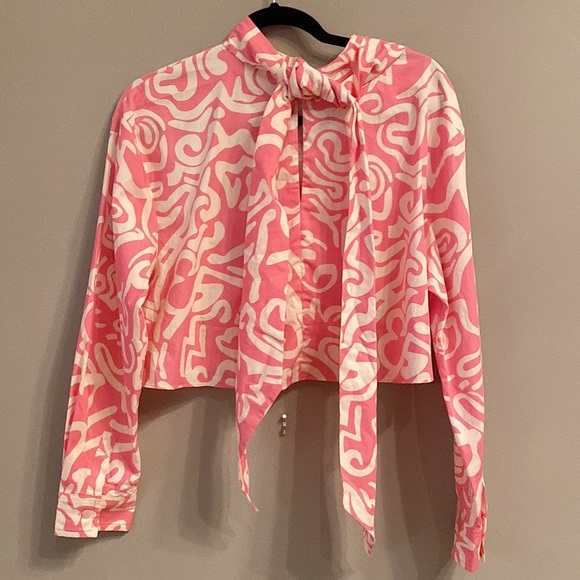 Zara Tie Neck Cropped Top, Size Small - Picture 6 of 14